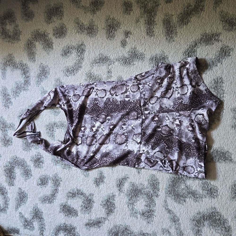 Twisted movement grey snakeskin shorts onesie sz XS/S NWOT